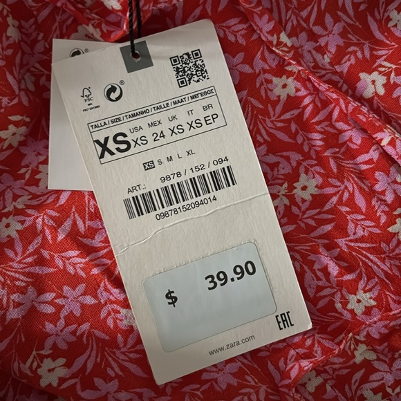 Zara Red Floral Mini Dress | NEW WITH TAGS - Picture 2 of 2